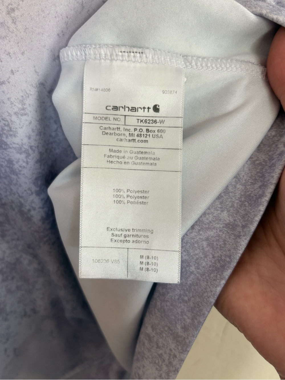 Carhartt Force Sun Defender Hoodie UPF 50 Anti Odor Tie Dye Medium - Picture 4 of 7